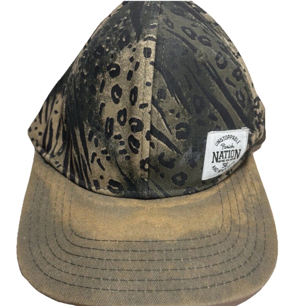 Parish Nation Camo Leopard Snapback Hat Streetwear Y2K Urban Cap